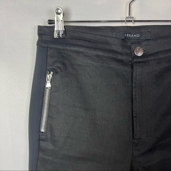 J Brand Black Alana Zip Pocket Mixed Media Skinny Jeans 27 - Picture 4 of 6